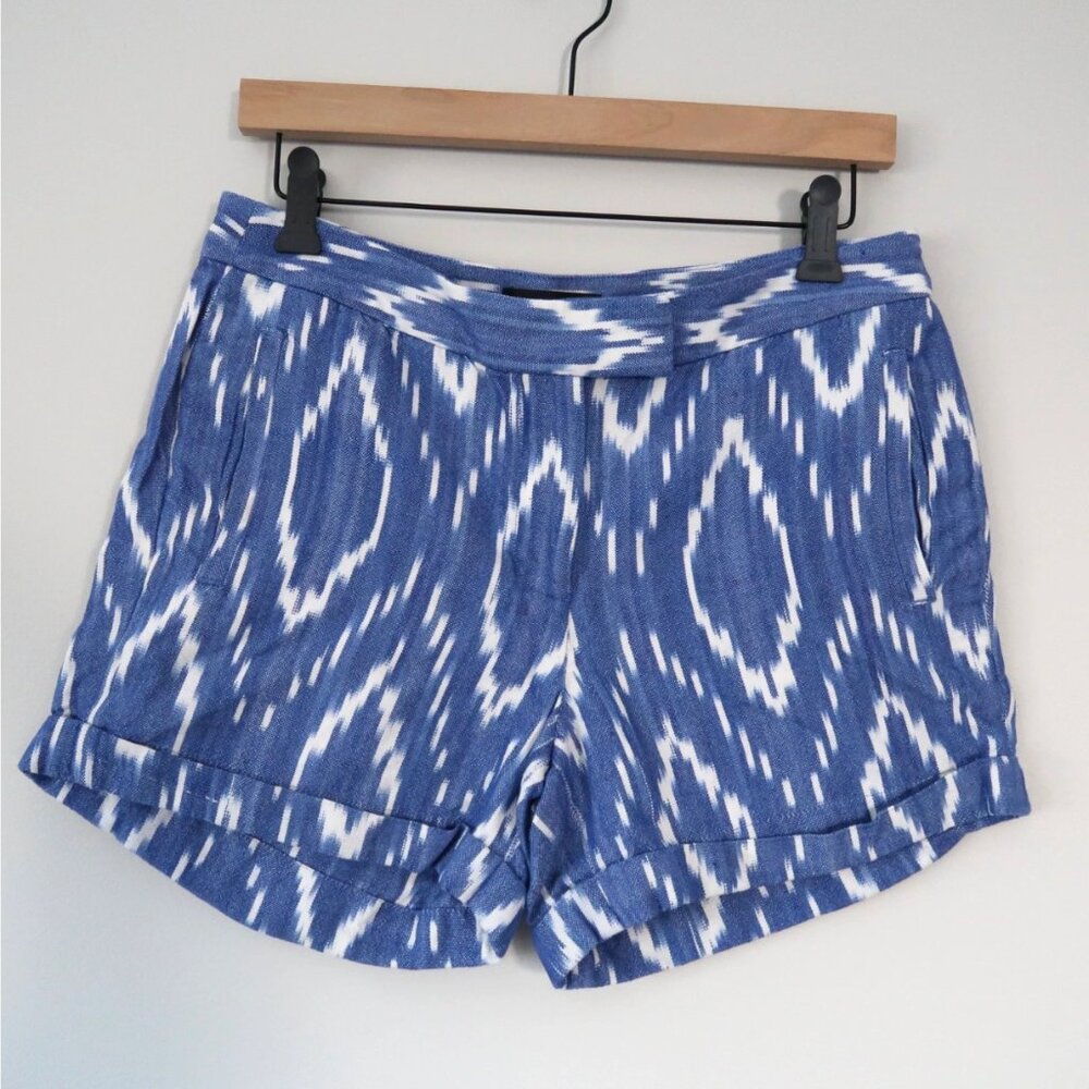 J. Crew Women's Chino Ikat Blue and White 100% Cotton Size 2  Shorts